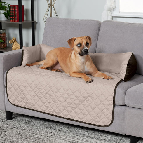 Furhaven Water-Resistant & Reversible 42" Wide Seat Cover Protector for Dogs & Cats, Espresso/Clay, Large