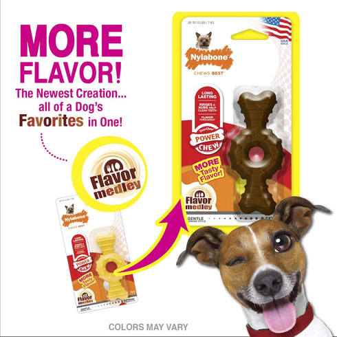 Nylabone 3 Pack Power Chew Textured Ring Bones, Petite Flavor Medley for Dogs Up to 15 Pounds, Made in The USA