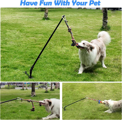 2 Tether Outdoor Dog Toy,Interactive Exercise Game in Yard Park Tug of War for Large Medium Small Dog Puppy with Rope