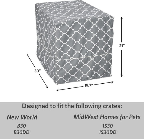 New World Pet Products Light Gray Dog Crate Cover with Teflon Fabric Protector, Fits Midwest 30-Inch Dog Crates,