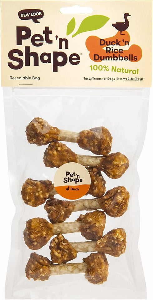 Pet 'n Shape Duck 'n Rice Dumbbells Dog Treats, 3 Ounce