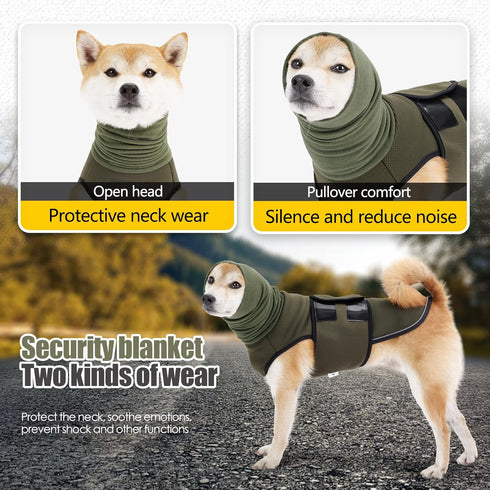 Dog Anxiety Vest Hoodie, Calming Thunder Jacket with Head Cover Sleeves for Thunderstorm & Vet Visits (Green XS)