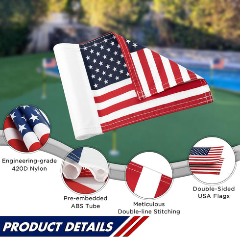KINGTOP Mini Golf Flagstick - Practice Putting Green Flags for Yard, 3 Feet, Fiberglass Portable Design