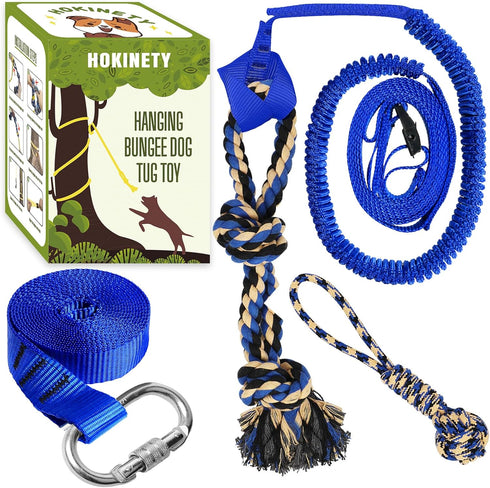 Dog Hanging Bungee Tug Toy - Interactive Tether Tug-of-War for Small to Large Dogs - Outdoor Tree Tugger with Ropes