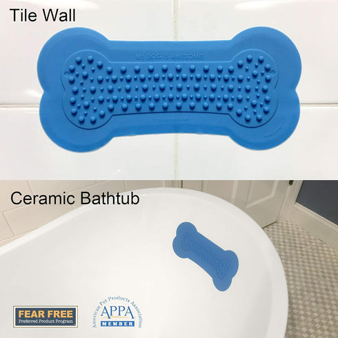 Lick Lick Pad Dog Accessories, Large Suction Dog Peanut Butter Lick Pad for Bathing Station (2 Pack, Blue)