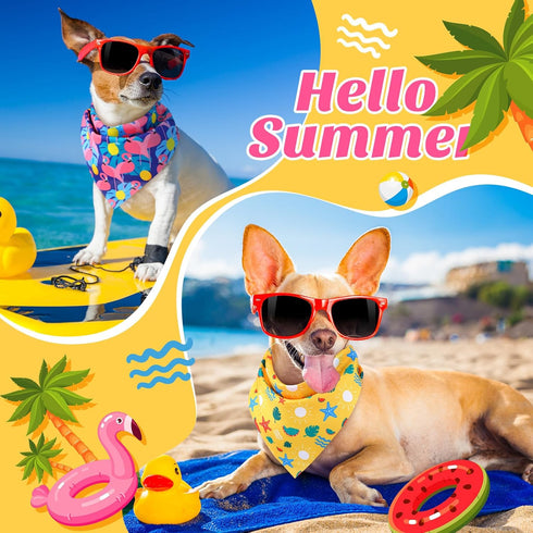 50 Summer Set Summer Decoration(31.5 21.7 21.7 Inches) Chunful Pieces Dog Bandanas for Bulk Hawaiian Bandanas Bib