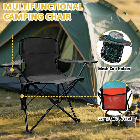 2 Pack Supports300lbs, Folding Camping Chairs Portable Outdoor Chair for Camping, Fishing, Beach, Picnic, Lightweight