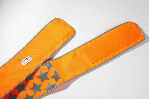 Reflective Dog Collar - Fluorescent Blaze Orange with Adjustable Fastener for Small, Medium & Large Pets, High
