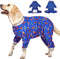 LovinPet Large Dog Pajamas, Navy Rocket and Spaceship Print, Lightweight Stretchy Knit Onesies for Dogs
