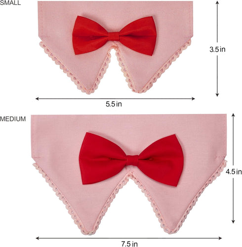 Blueberry Pet 5 Patterns Modern Pink Plaid Adjustable Dog Bandana Collar with Bow Tie, Small, Neck 12"-16"