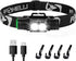 Foxelli Ultra Bright Rechargeable Headlamp - 1200 Lumen LED Light, IPX7 Waterproof, with Battery & Hooks