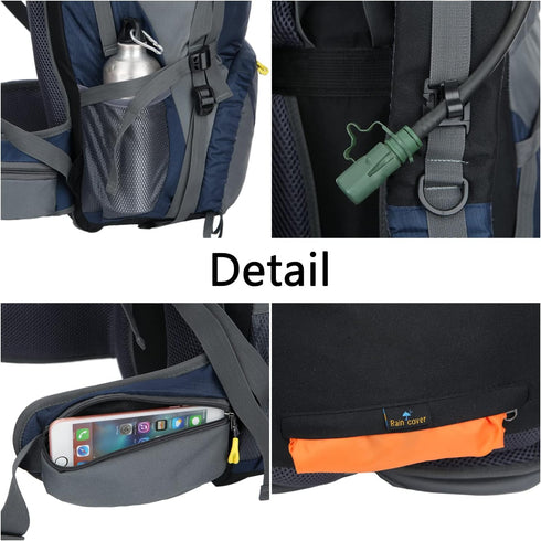 WoneNice 50L Waterproof Hiking Backpack - Outdoor Sport Daypack with Rain Cover