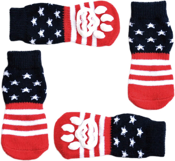 Posch Anti-Slip Knit Socks for Pets - Traction Soles for Indoor Wear, Slip On Paw Protectors for Small Dogs, M