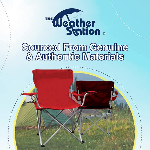 Weather Station Camping Chair, Lightweight and Portable Outdoor Folding Tailgate Quad Chair with Cup Holder
