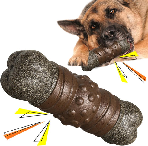 Dog Chew Toys for Aggressive Chewers, Tough Squeaky Interactive Toy for Medium/Large Dogs