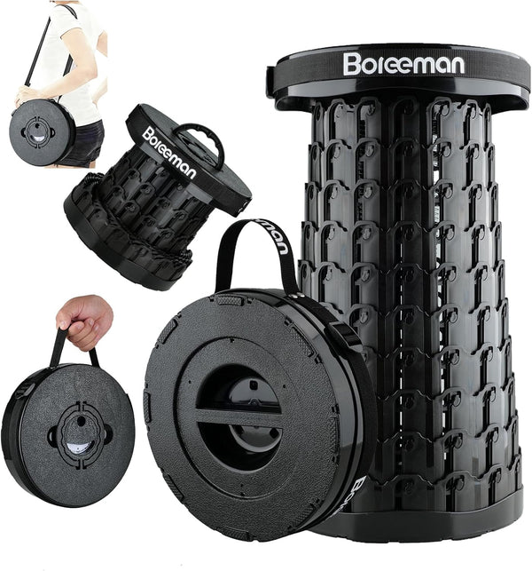 Boreeman 2026 Upgraded Collapsible Stool Lightweight Yet Sturdy with Load Capacity 800lbs Portable