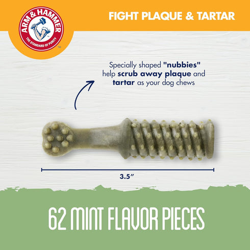 Hammer 62 Count, 52.8 Oz Arm & for Pets Nubbies Dental Treats Value Size - Baking Soda & Calcium Dog Dental Chews