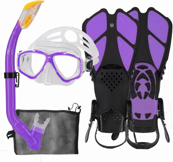 Kids Mask Fins Snorkel Set Snorkeling Packages, with Diving Mask, Snorkel, Adjustable