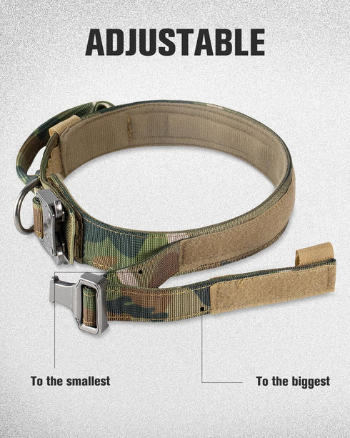 Joytale Tactical Dog Collar with Handle - Heavy Duty Military Collar with 2 Patches for Training (XL, Camouflage)
