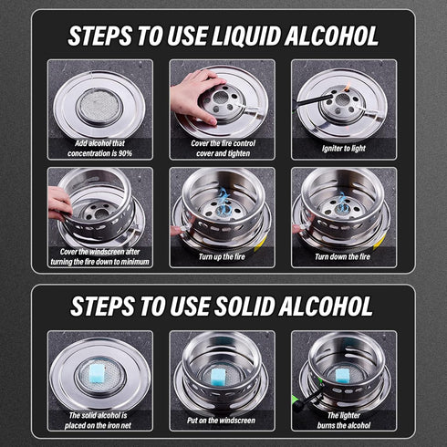 Hot Pot Alcohol Stove, Spirit Cooker with Pot, Camping Stoves Set, Easy to Carry Stainless Steel Liquid Stove