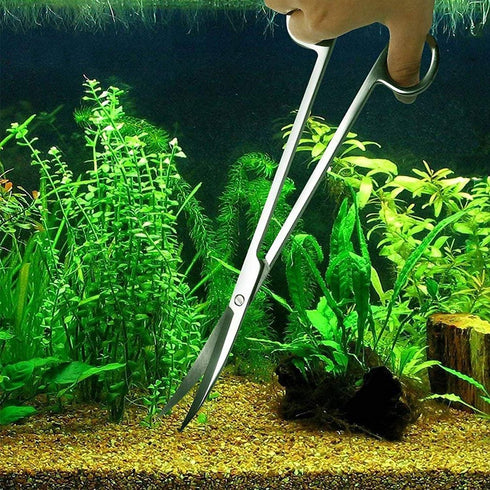 15in Aquascape Tools, 4 in 1 Long Aquarium Tweezers, Scissors, Spatula Set for Aquatic Plants and Terrariums