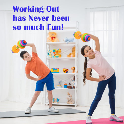 Kids Adjustable Weight Set - Barbell & Dumbbells for Toddler Gym Exercise Equipment Workout Toy