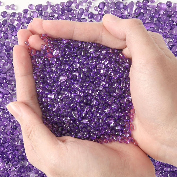 T4U 2 LB Fish Tank Gravel, Tumbled Small Rocks for Aquarium, Decorative Pebbles for Terrarium Crafts, Purple
