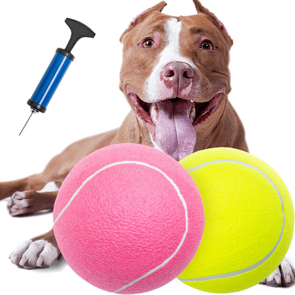 Dog Toy Ball, 9.5" Large Tennis Balls for Small Medium Large Dogs, 2 Pack with Pump & Needle