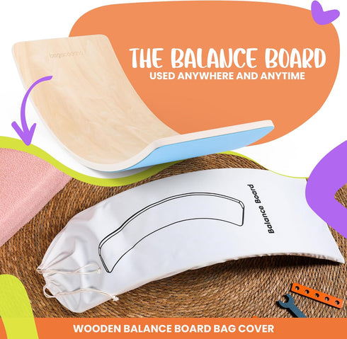 bagacootha 32" Ultimate Wooden Wobble Balance Board for Kids by Wooden Toddler Toys & Kids Rocker for Endless Play