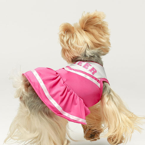 Fitwarm Cheerleader Dog Costume - Sporty Cheer Dog Dress for Small Dogs, Pet Clothes, Cat Outfits, Pink White, Large