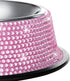 SAVORI Bling Dog Bowls - Pink, 640ML Handmade Rhinestones Stainless Steel Pet Bowls, Set of 2