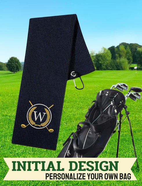 Monogrammed Golf Towels Gift - 16”x 24” Microfiber for Golf Bags, Men Women, National Golf Day, Birthday, Christmas,