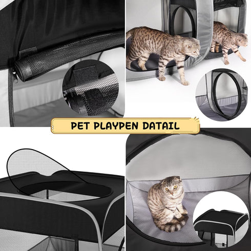 Tailtastic Large Cat Playpen with Separate Areas,Outdoo&Indoor Cat Enclosures,Portable Pet Playpen for Indoor