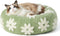 Lesure Round Cat Bed, Donut Small Dog Bed with Jacquard Shaggy Plush & Anti-Slip Bottom - Green 20 Inch