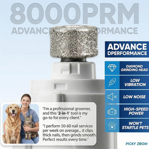 Picky zoom 2-in-1 Trimmers, Dog & Cat Nail Clippers and Grinder with Light Upgraded Safety Guard to Avoid Overcutting