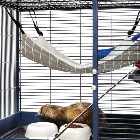 2 Pieces Reversible Cat Hanging Hammock - Soft Breathable Pet Cage Hammock with Adjustable Straps for Cats & Small Dogs