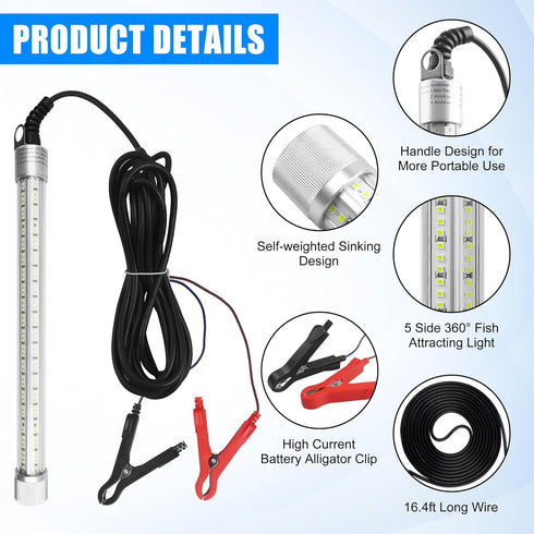 80W 40000Lumens 12V AGOOL Underwater Fishing Light Super Bright LED Green Fishing Light Submersible Fish Bait Finder