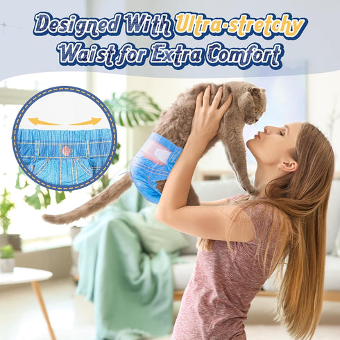 20 Count MICOOYO Disposable Cat Diapers, Cat Diapers for Female Cats with Ultra Stretchy, Puppy Diaper Super Absorbent