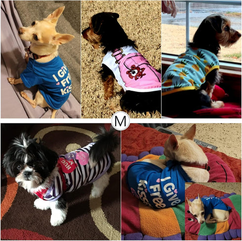 SATINIOR 6 Pcs Dog Clothes - Printed Puppy T-Shirts, Cute Cotton Apparel for Small Medium Dogs, Summer Christmas (XS)