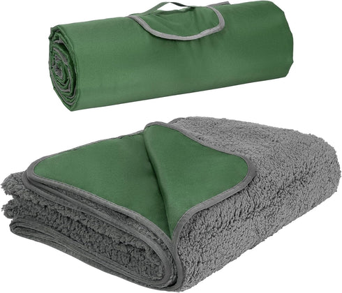 Tirrinia Outdoors Waterproof Throw Blanket, Sherpa Fleece Windproof Mat for Camping, Picnic, Traveling, Machine Washable