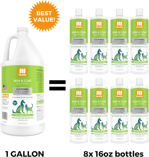 Conditions-1 Nootie Aloe&Oatmeal Pet Shampoo for Sensitive Skin-Long lasting Cucumber Melon Shampoo-Helps Relieve Dry