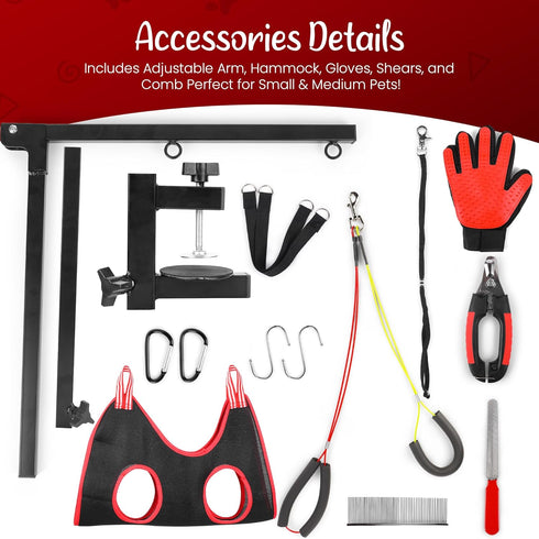 INNOVAROMZ Hammock 4 Dog Grooming Arm with Clamp & Pet Grooming | Extra Bundles | Dog Grooming Stand with Grooming