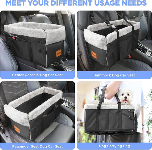 to15lbs Center Console Dog Car Seat for Small Dogs,Washable Foldable Console Booster Seat for Puppy Car Seat with Safe