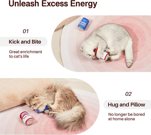 2Pcs 4.0 Inches Potaroma Beer-Simulation Cat Toys Catnip Crinkly Sound Toy, Durable Kitten Bite Kicker Toys, Indoor