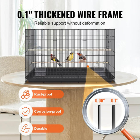 VEVOR 30 Inch Flight Bird Cage, Stackable with Slide-Out Tray, Small Parrots Birdcage for Cockatiels and Budgies