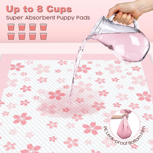28"x34", 4 (40 Counts) MIZOK Dog Pee Pads Extra Large Potty Pads for Big Dog Breeds, Super Absorbent & Leak-Proof, Pink