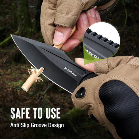 Mossy Oak Full-Tang Hunting Knife with Sheath, Fixed Blade Outdoor Knife for Survival, Camping, Hiking (G10 Handle)