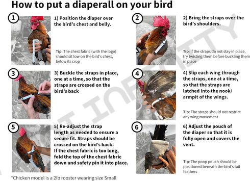 1, Count) Chicken Diapers Duck Diaper Diaperalls for Hens, Roosters, Ducks, Ducklings - Reusable, Adjustable by Uni
