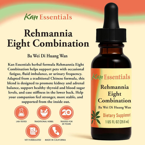 1 oz Kan Herb Company Rehmannia Eight Combination Traditional Chinese Herbal Blend for Dogs and Cats to Support Kidney