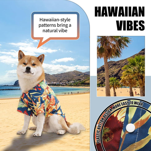 Dog Shirt Hawaiian | Pet Summer T-Shirts with Floral Design, Cool Clothes for Dogs, Sold Separately